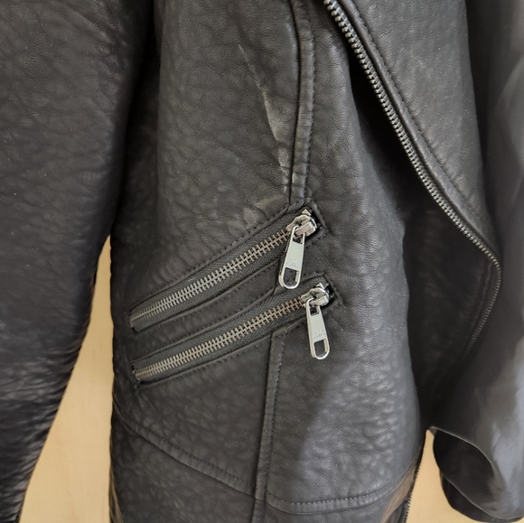 Steve Madden Faux Leather Jacket, Size L, Black - Picture 4 of 7